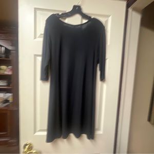 Eileen Fisher 3/4 Sleeve Jersey Swing A-Line Tunic Top Women Sz M Black